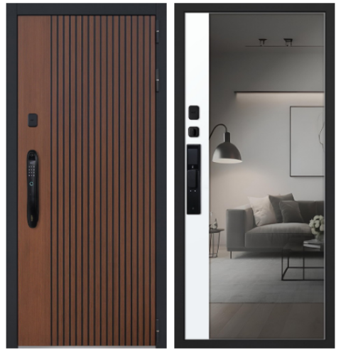 Стальная дверь "Velvet" с зеркалом (биометрический замок Smart lock DZ 888)