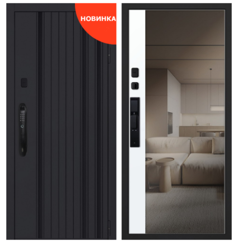 Стальная дверь "Solana" с зеркалом (биометрический замок Smart lock DZ 888)