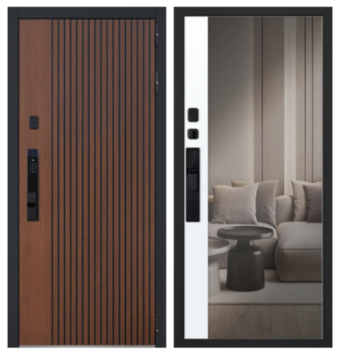Стальная дверь "Velvet" с зеркалом (биометрический замок Smart lock Y23)