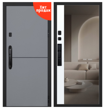 Стальная дверь "Бриг с зеркалом" (биометрический Smart lock DZ 888)
