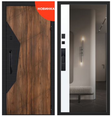 Стальная дверь "Сапсан" с зеркалом (биометрический замок Smart lock DZ 888)