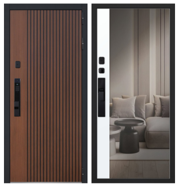 Стальная дверь "Velvet" с зеркалом (биометрический замок Smart lock Y23)