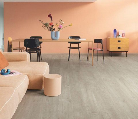 Замковый виниловый пол Quick-Step Pulse Click PUCL40105 Дуб хлопковый светло-серый