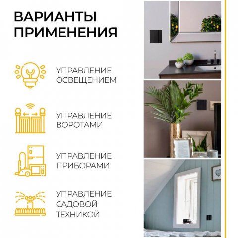 Выключатель трехклавишный беспроводной Feron Smart черный TM83 41724