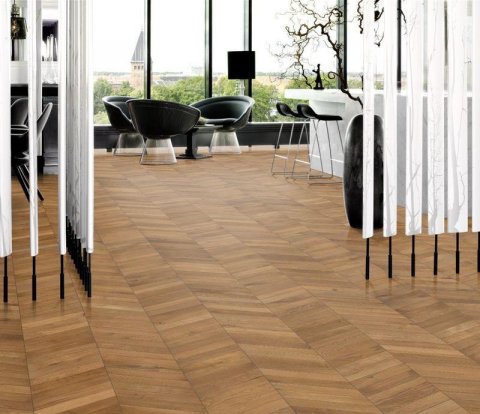 Французская елка Kahrs Chevron Дуб Шеврон светло-коричневый 60°