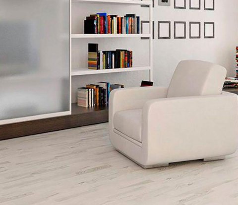 Клеевое напольное пробковое покрытие Corkstyle Wood Esche Weiss