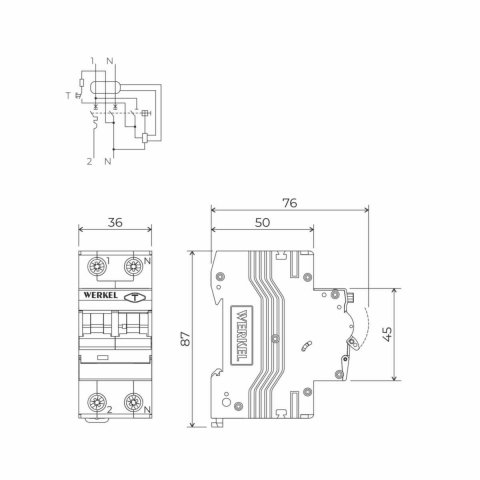 Дифференциальный автомат Werkel 1P+N 25A 30mА 6kА АC W922P256 4690389193248