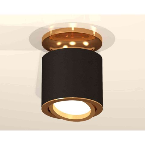 Комплект накладного светильника Ambrella light Techno Spot XS7402100 SBK/PYG черный песок/золото желтое полированное (N7929, C7402, N7004)