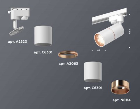 Комплект трекового светильника Ambrella light Track System XT (A2520,C6301,A2063,C6301,N6114) XT6301030