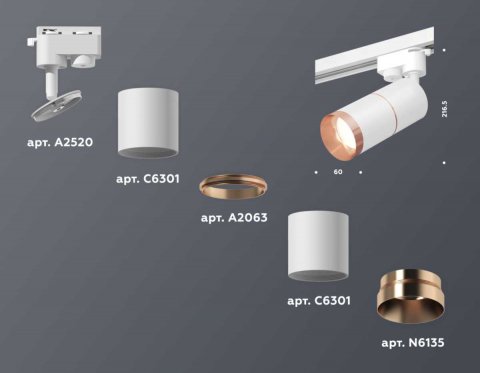 Комплект трекового светильника Ambrella light Track System XT (A2520,C6301,A2063,C6301,N6135) XT6301031