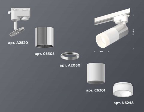 Комплект трекового светильника Ambrella light Track System XT (A2520, C6305, A2060, C6301, N6248) XT6301051