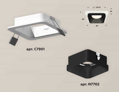 Комплект встраиваемого светильника Ambrella light Techno Spot XC (C7901, N7702) XC7901002