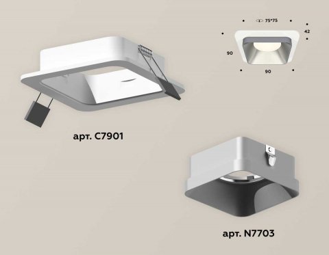 Комплект встраиваемого светильника Ambrella light Techno Spot XC (C7901, N7703) XC7901003