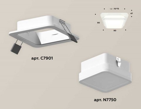 Комплект встраиваемого светильника Ambrella light Techno Spot XC (C7901, N7750) XC7901012