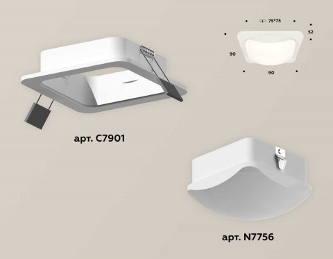 Комплект встраиваемого светильника Ambrella light Techno Spot XC (C7901, N7756) XC7901014