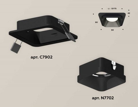 Комплект встраиваемого светильника Ambrella light Techno Spot XC (C7902, N7702) XC7902002