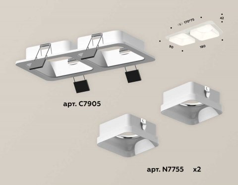 Комплект встраиваемого светильника Ambrella light Techno Spot XC (C7905, N7755) XC7905013