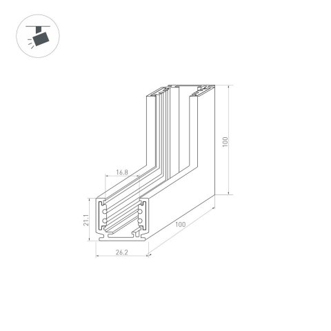 Коннектор L-образный внутренний Arlight Mag-Orient-Con-2620-L90-INT 037325