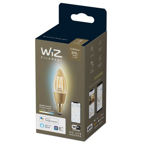 Лампа светодиодная филаментная диммируемая WiZ E14 4,9W 2700-6500K золото Wi-Fi BLE 25W C35E14920-50Amb1PF/6 929003017701