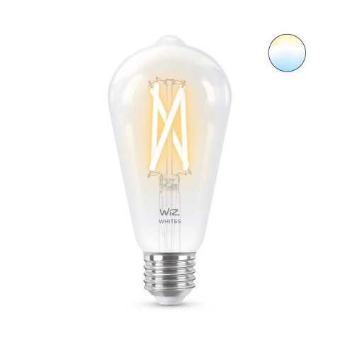 Лампа светодиодная филаментная диммируемая WiZ E27 7W 2700-6500K прозрачная Wi-Fi BLE60WST64E27927-65CL1PF/6 929003018601