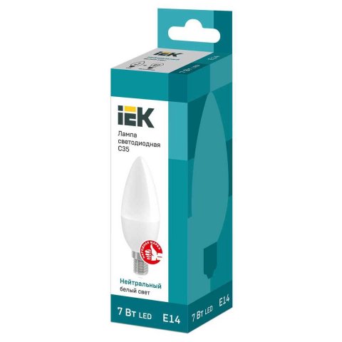 Лампа светодиодная IEK E14 7W 4000K матовая LLE-C35-7-230-40-E14