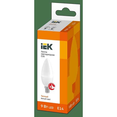 Лампа светодиодная IEK E14 9W 3000K матовая LLE-C35-9-230-30-E14
