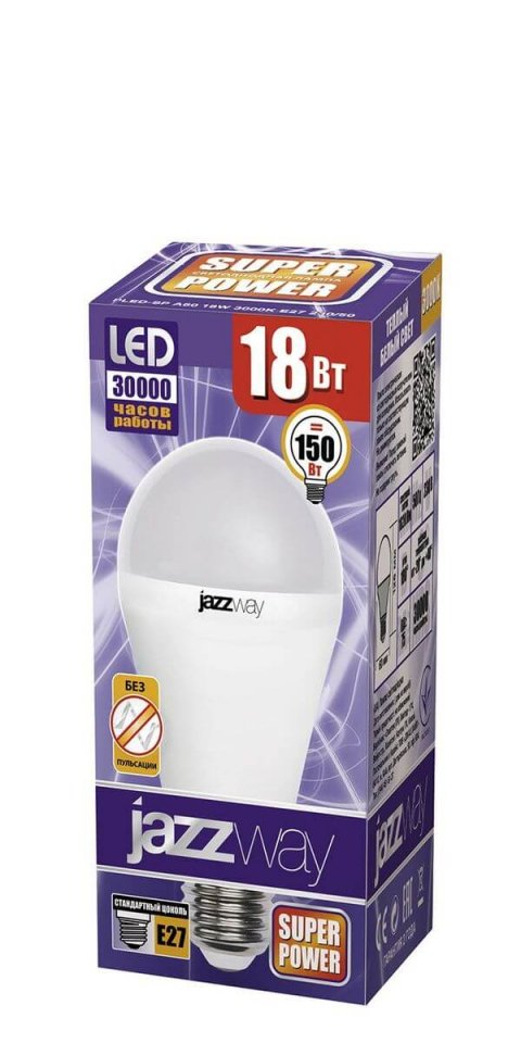 Лампа светодиодная Jazzway E27 18W 3000K матовая 5006188