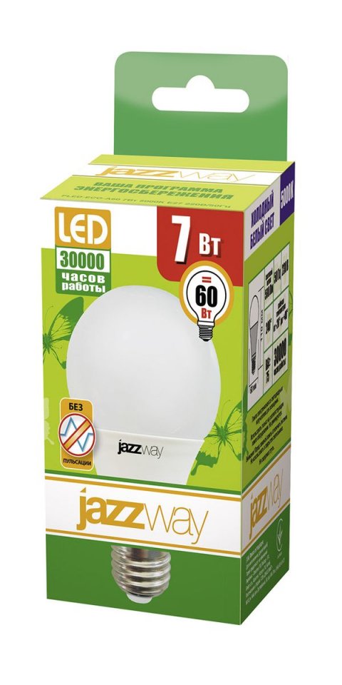 Лампа светодиодная Jazzway E27 7W 5000K матовая 1033192