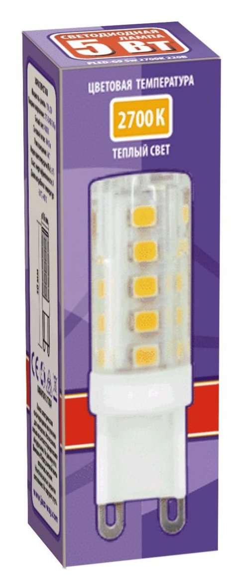 Лампа светодиодная Jazzway G9 5W 2700K прозрачная 1032102B