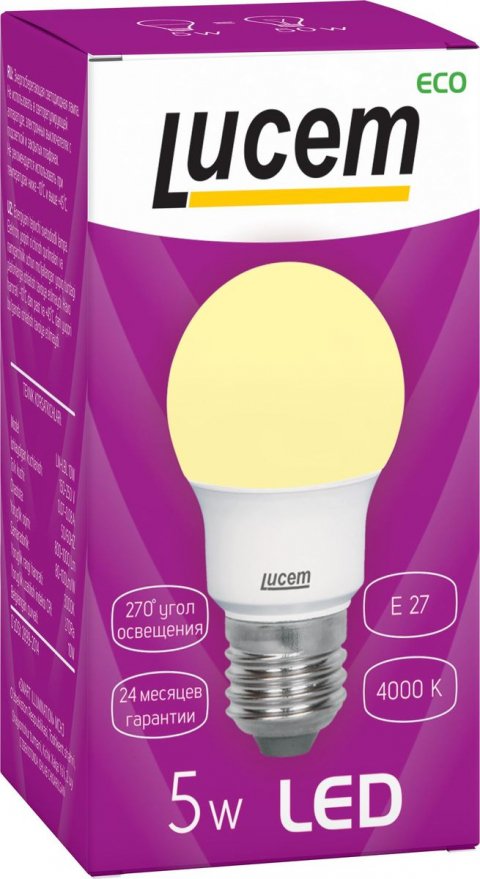 Лампа светодиодная Lucem E27 5W 4000K матовая FLLBL052740L