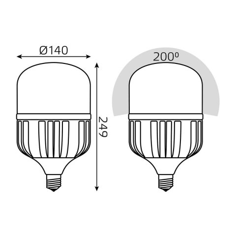Лампа светодиодная сверхмощная Gauss E40 75W 6500К матовая 11734382