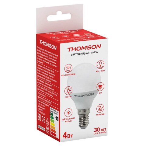 Лампа светодиодная Thomson E14 4W 4000K шар матовая TH-B2102
