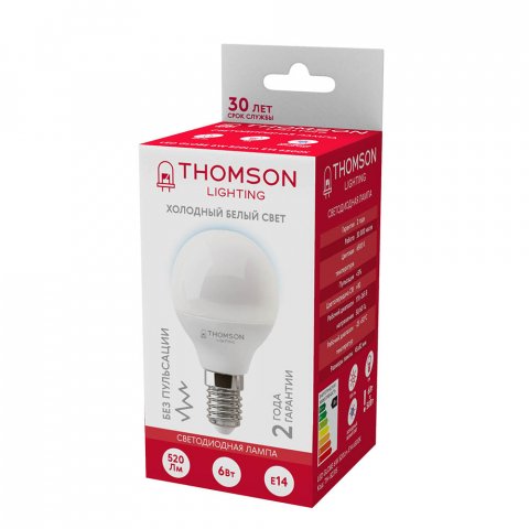 Лампа светодиодная Thomson E14 6W 6500K шар матовая TH-B2315
