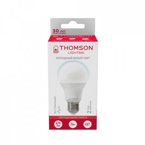 Лампа светодиодная Thomson E27 7W 6500K груша матовая TH-B2301