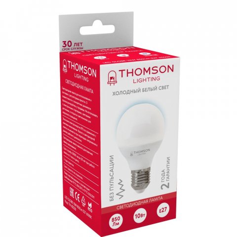 Лампа светодиодная Thomson E27 8W 6500K шар матовая TH-B2319
