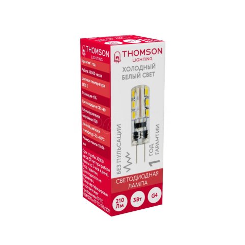Лампа светодиодная Thomson G4 3W 6500K прозрачная TH-B4223