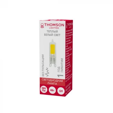 Лампа светодиодная Thomson G9 4W 3000K прозрачная TH-B4236