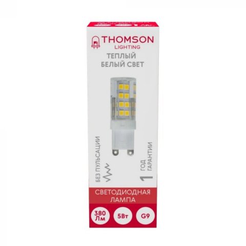 Лампа светодиодная Thomson G9 5W 3000K прозрачная TH-B4240