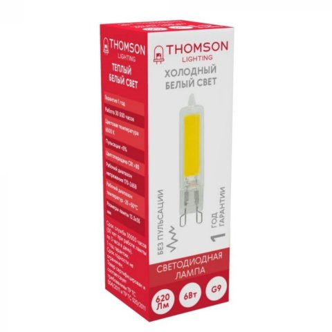 Лампа светодиодная Thomson G9 6W 6500K прозрачная TH-B4239