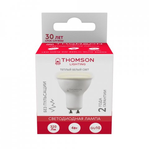 Лампа светодиодная Thomson GU10 4W 3000K полусфера матовая TH-B2103