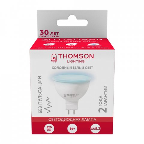 Лампа светодиодная Thomson GU5.3 6W 6500K полусфера матовая TH-B2322