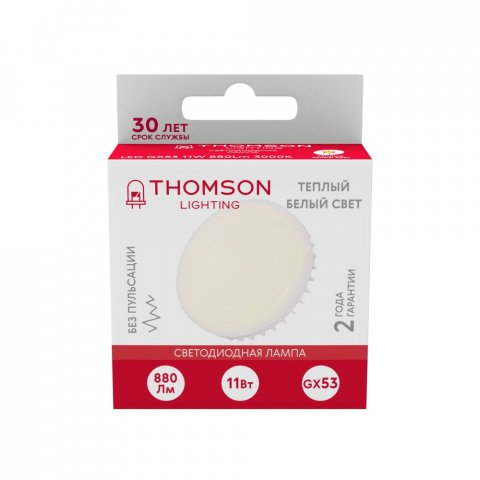 Лампа светодиодная Thomson GX53 11W 3000K таблетка матовая TH-B4009