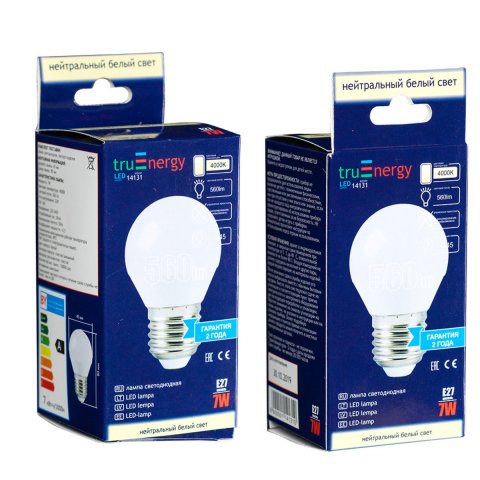 Лампа светодиодная True Energy 7W, G45, E27, 4000K 14131