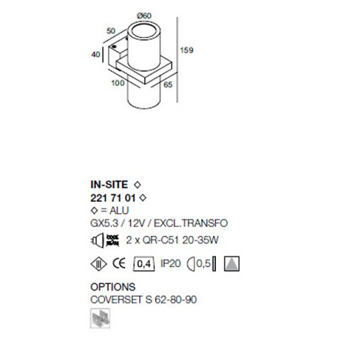 Настенный светильник Delta Light In Site 221 71 01 Alu