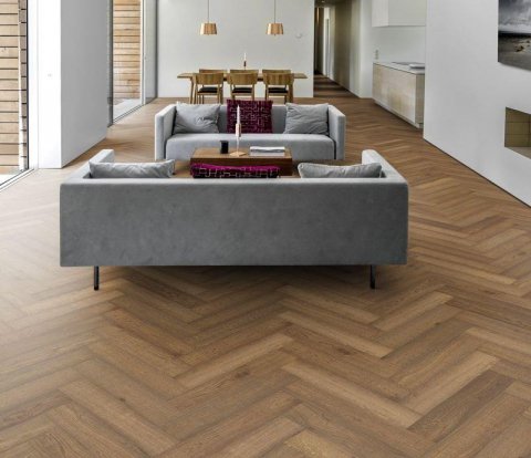 Английская елка Kahrs Herringbone Дуб CD Smoked Lively