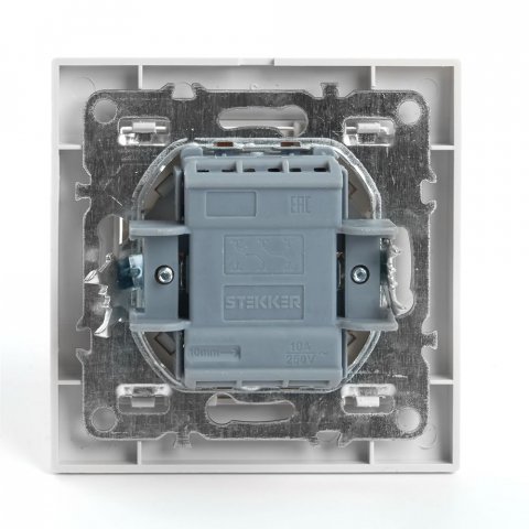 Переключатель двухклавишный Stekker Эрна белый PSW10-9005-01 39919