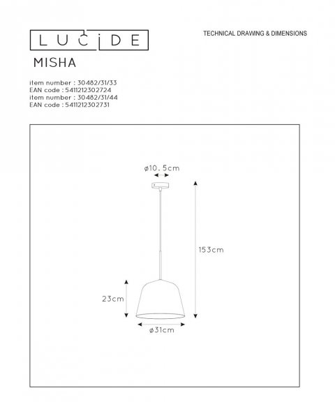 Подвесной светильник Lucide Misha 30482/31/33