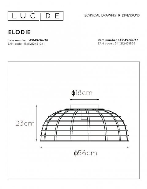 Потолочный светильник Lucide Elodie 45149/56/30