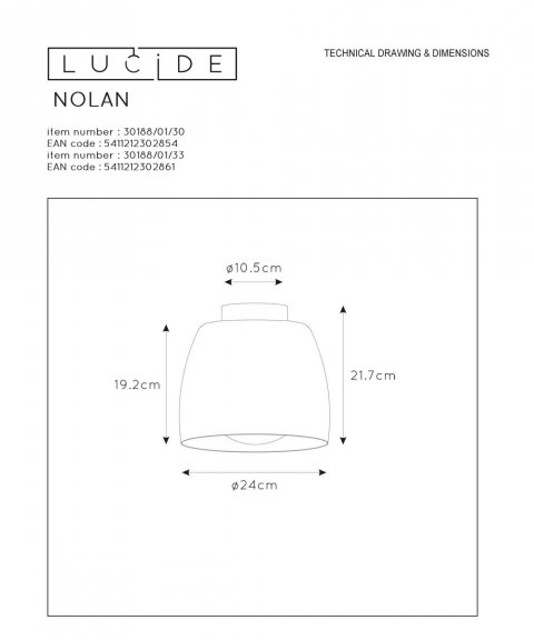 Потолочный светильник Lucide Nolan 30188/01/30