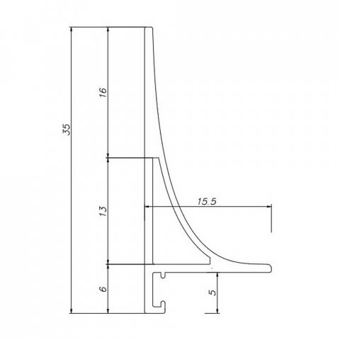 Микроплинтус Design Corner L 584 Шампань Pro Design 35 мм х 15.5 мм х 2700 мм
